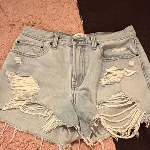 Abercrombie & Fitch Ripped Light Blue Jean Shorts